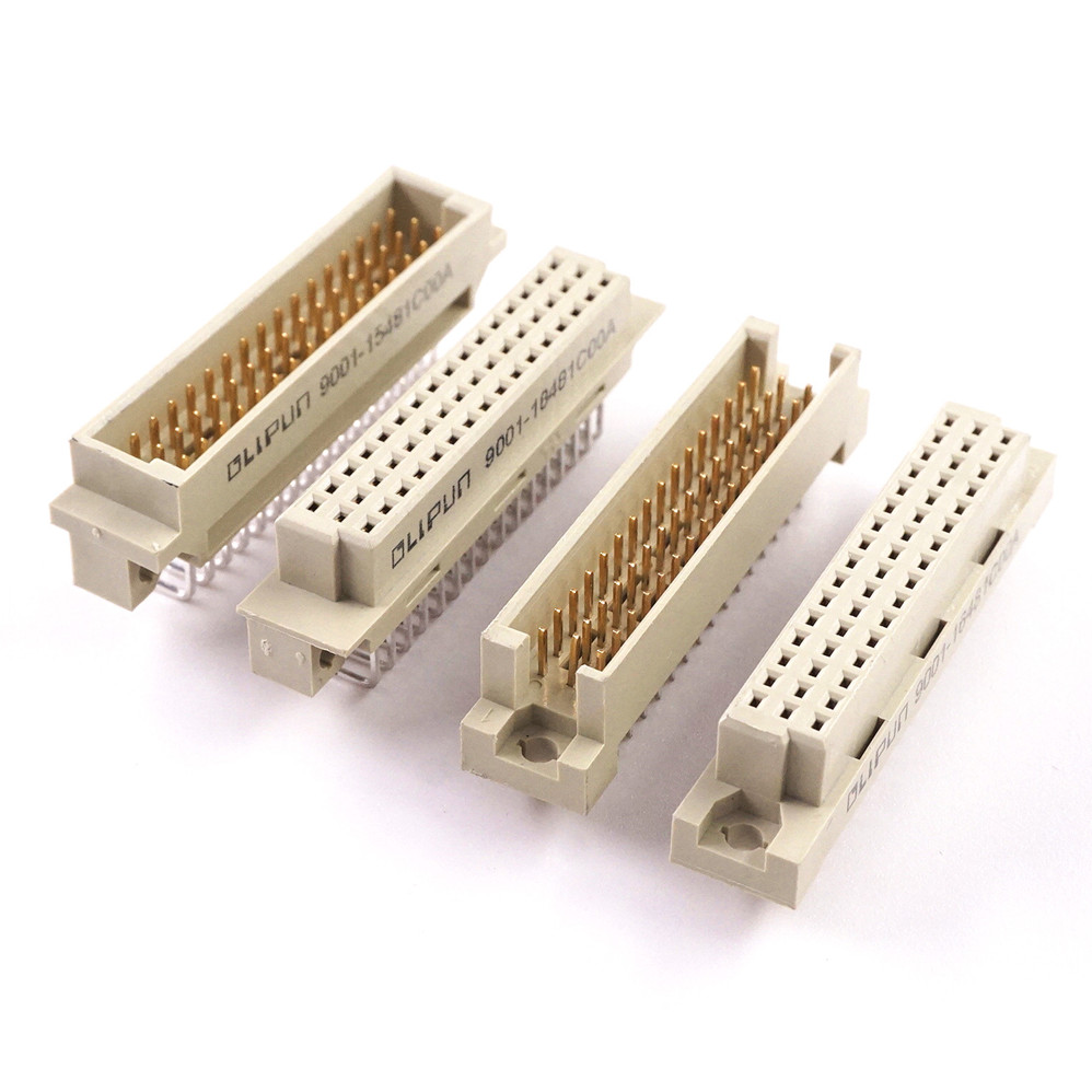 DIN 41612 Connector 3 Rows 48 Positions Plug Header Male Female Pins Right Angle Straight Through Hole 3x16 Pitch 2.54 MM