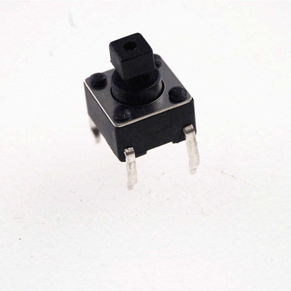 6x6x7.3 mm Tactile Switch SPST-NO Top Actuated Through Hole 6.0mm x 6.0mm Height 7.3 mm 250gf Square Knob Snap-In PC Pin