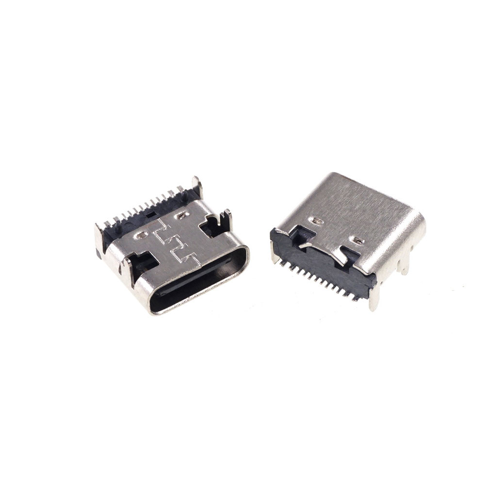 USB 3.1 Type C Connector 16 Pin Right Angle SMT Tab Female Socket Support Pin Through Holes PCB Receptacle