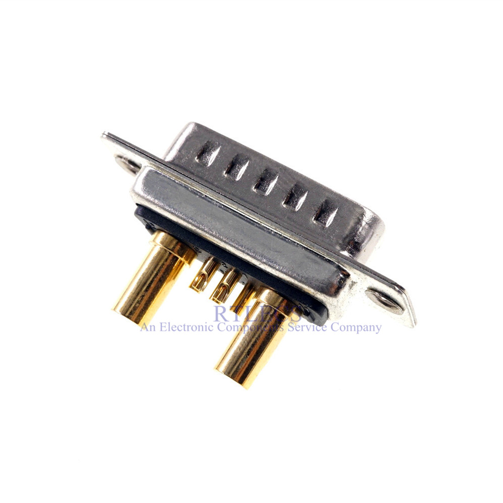 D-Sub Connector 30 AMP Current 7 Power Position 5+2 Combo Plug Male Female Pins Machined Pin 7W2 Gold Flash Panel Mount Wire Solder