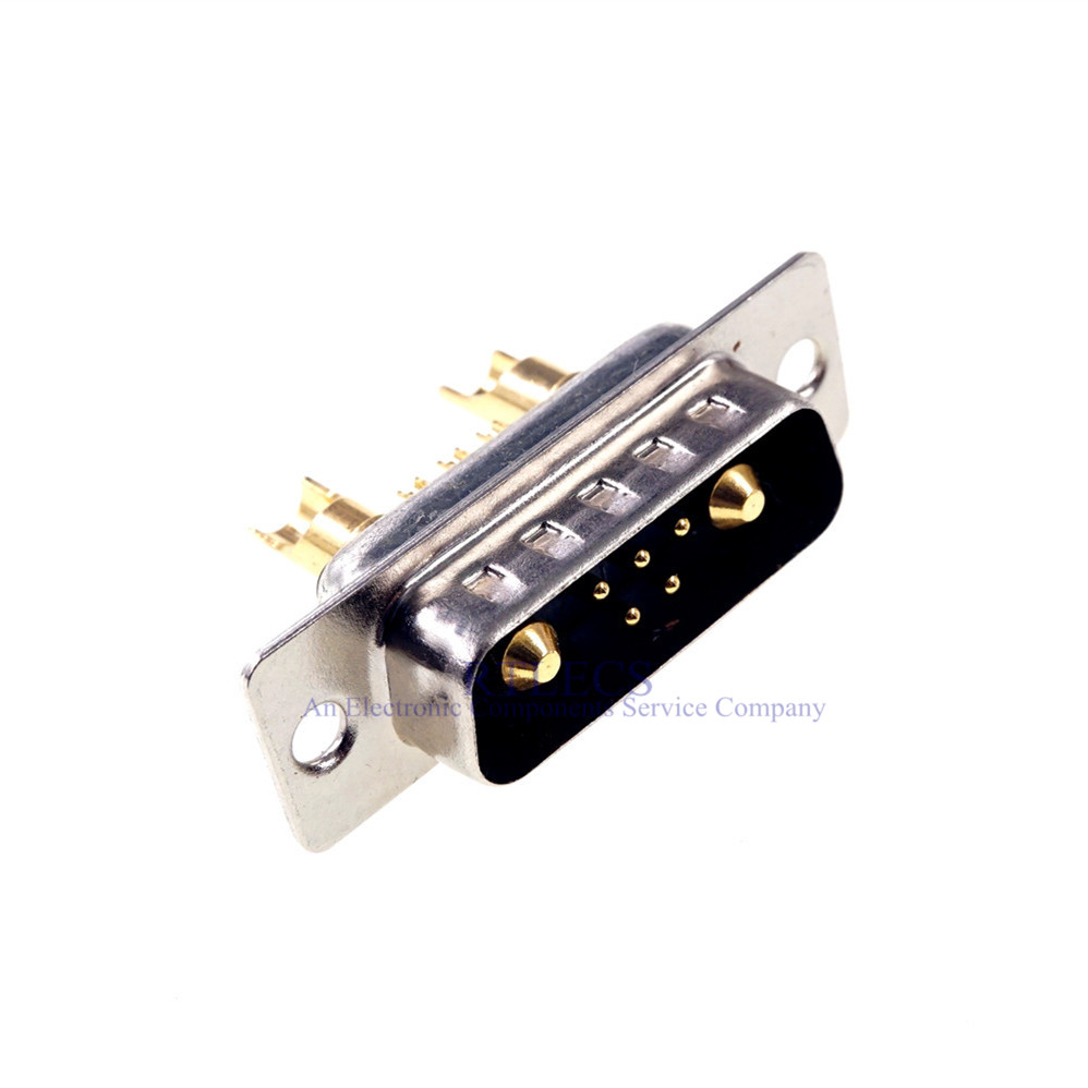 D-Sub Connector 30 AMP Current 7 Power Position 5+2 Combo Plug Male Female Pins Machined Pin 7W2 Gold Flash Panel Mount Wire Solder