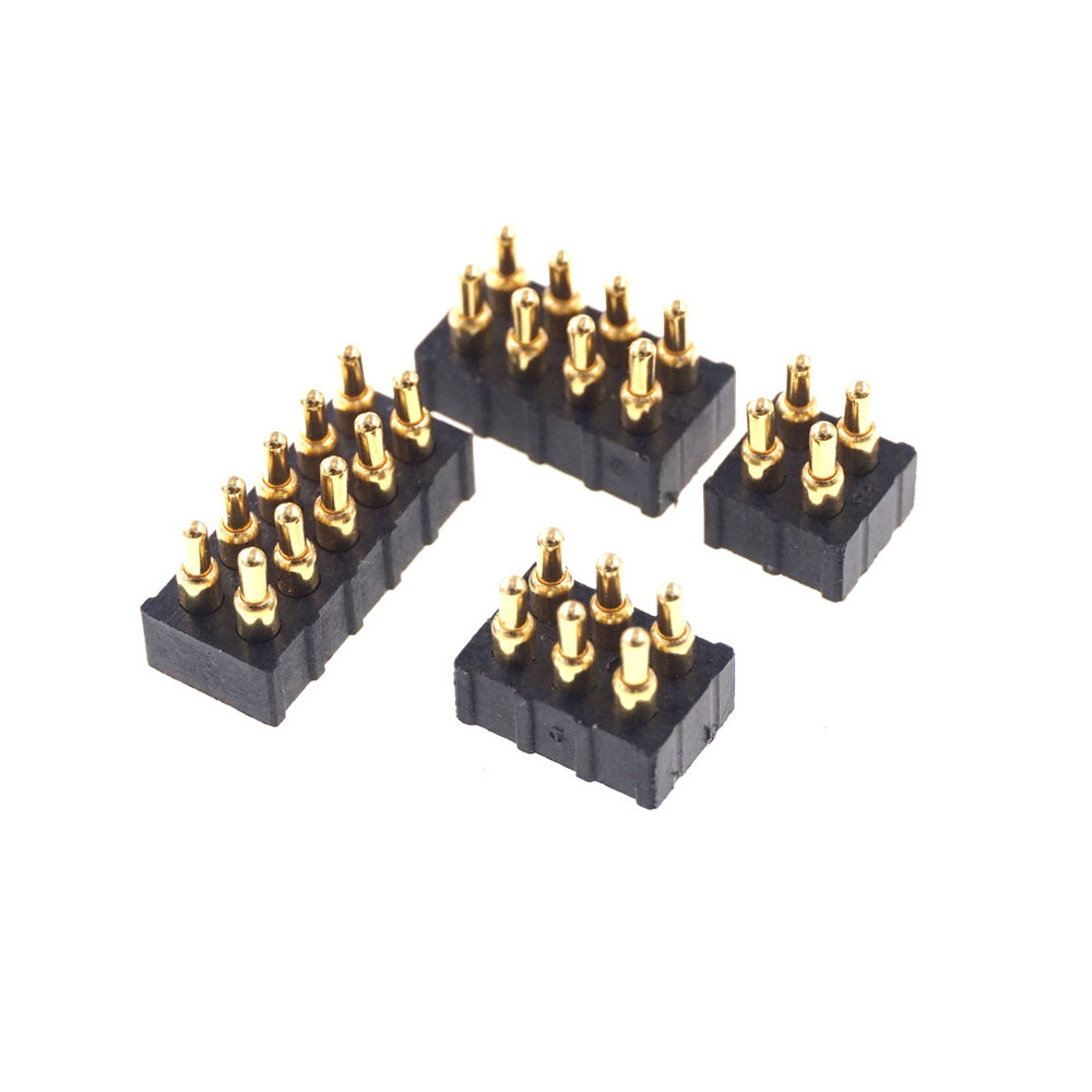 Grid 2.0 MM Pitch Pogo Pin Connector 4 6 8 10 Position Dual Row SMD Male Spring Loaded Re-Flow Solderable RoHS Lead Free