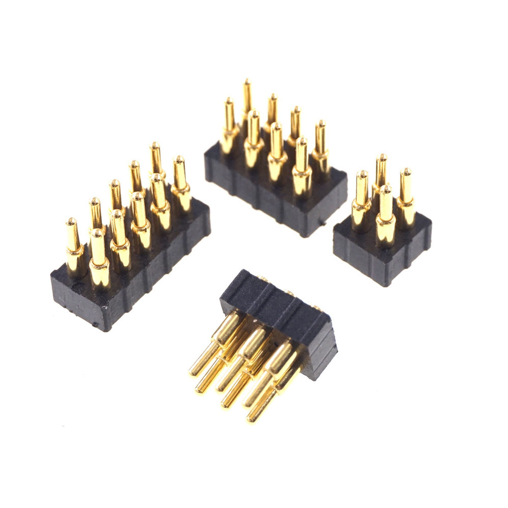Grid 2.0 MM Pitch Pogo Pin Connector 4 6 8 10 Position Dual Row SMD Male Spring Loaded Re-Flow Solderable RoHS Lead Free