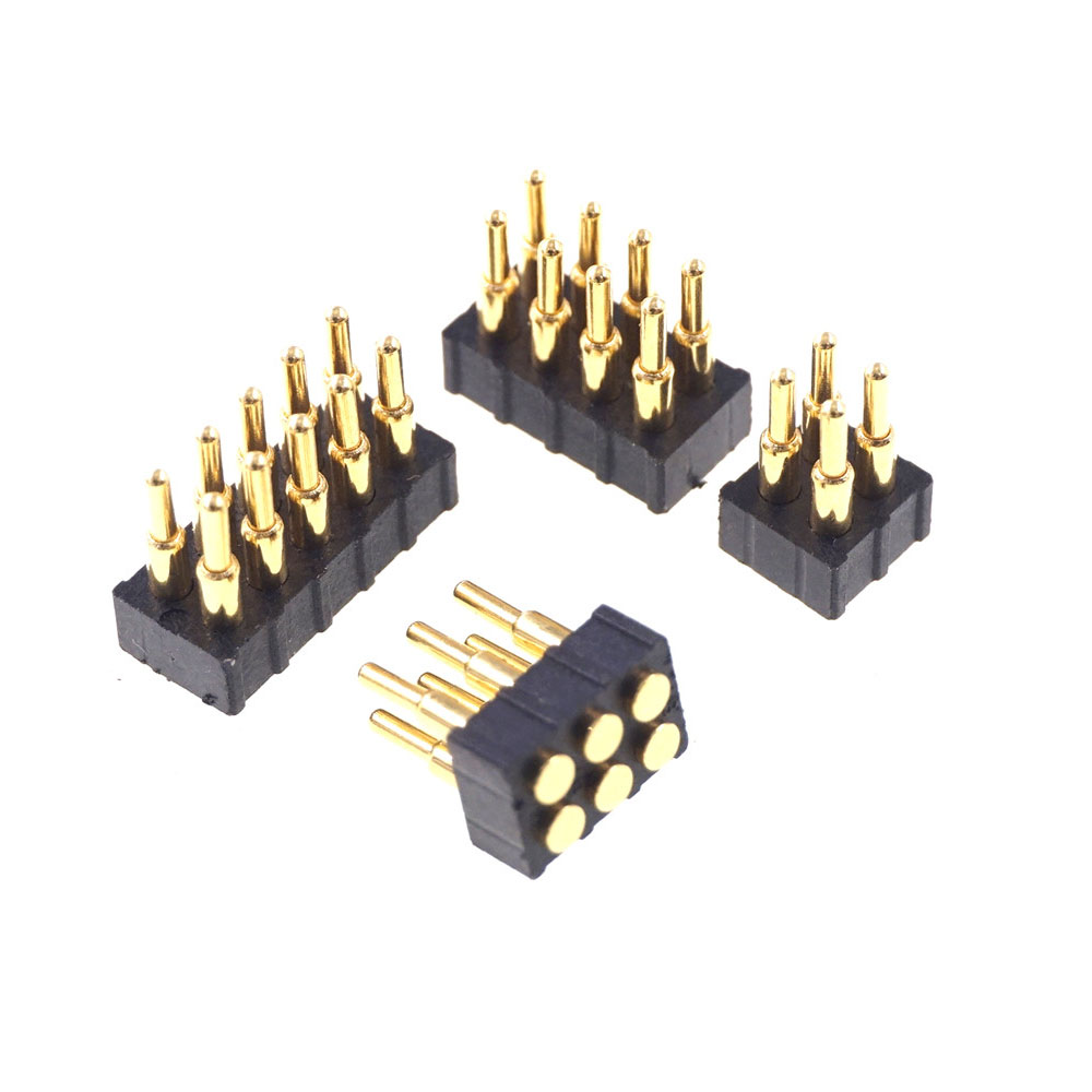 Grid 2.0 MM Pitch Pogo Pin Connector 4 6 8 10 Position Dual Row SMD Male Spring Loaded Re-Flow Solderable RoHS Lead Free