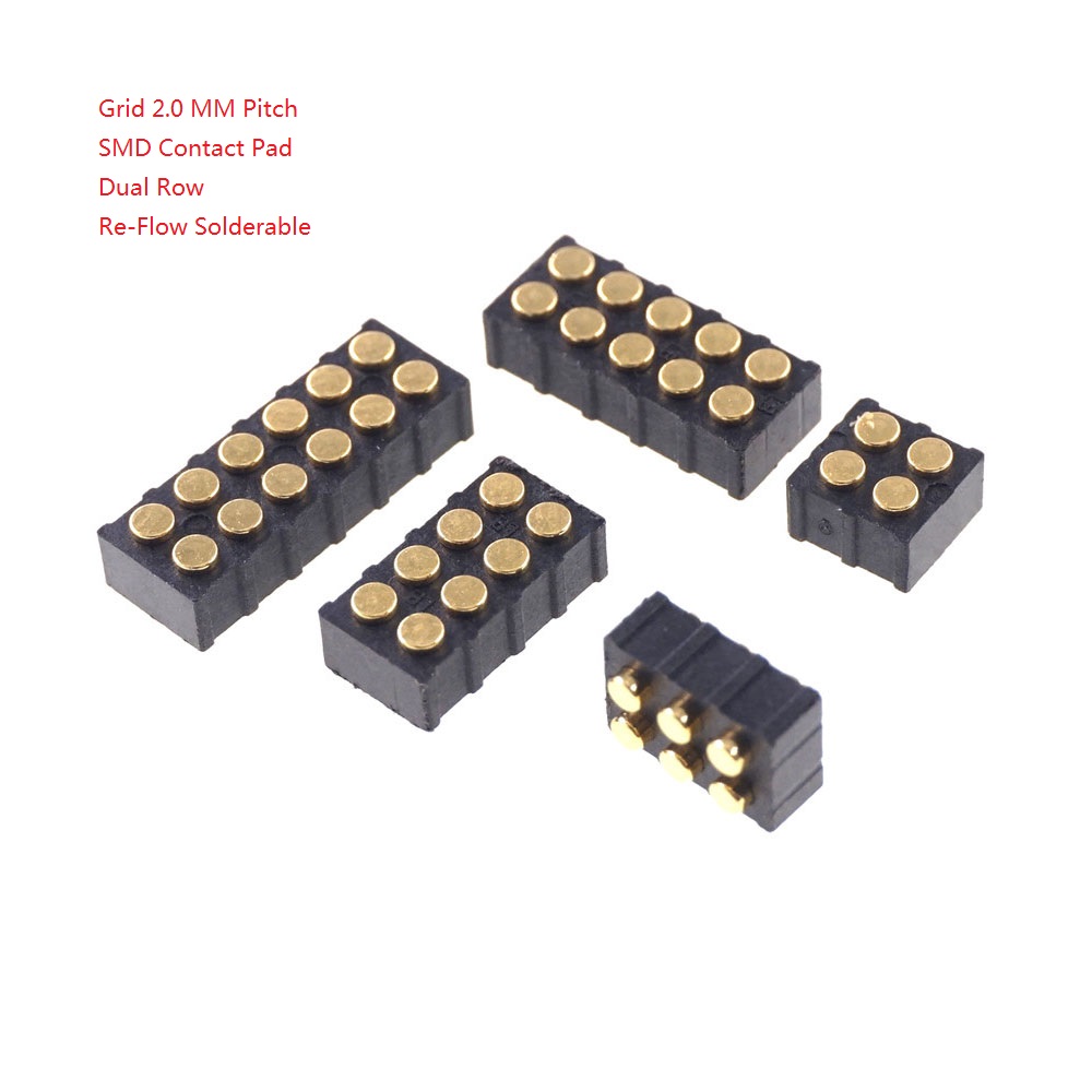 Female Grid 2.0 MM Pitch Contact Pad Target Connector 4 6 8 10 Position For Pogo Pin Header Dual Row SMD PCB RoHS