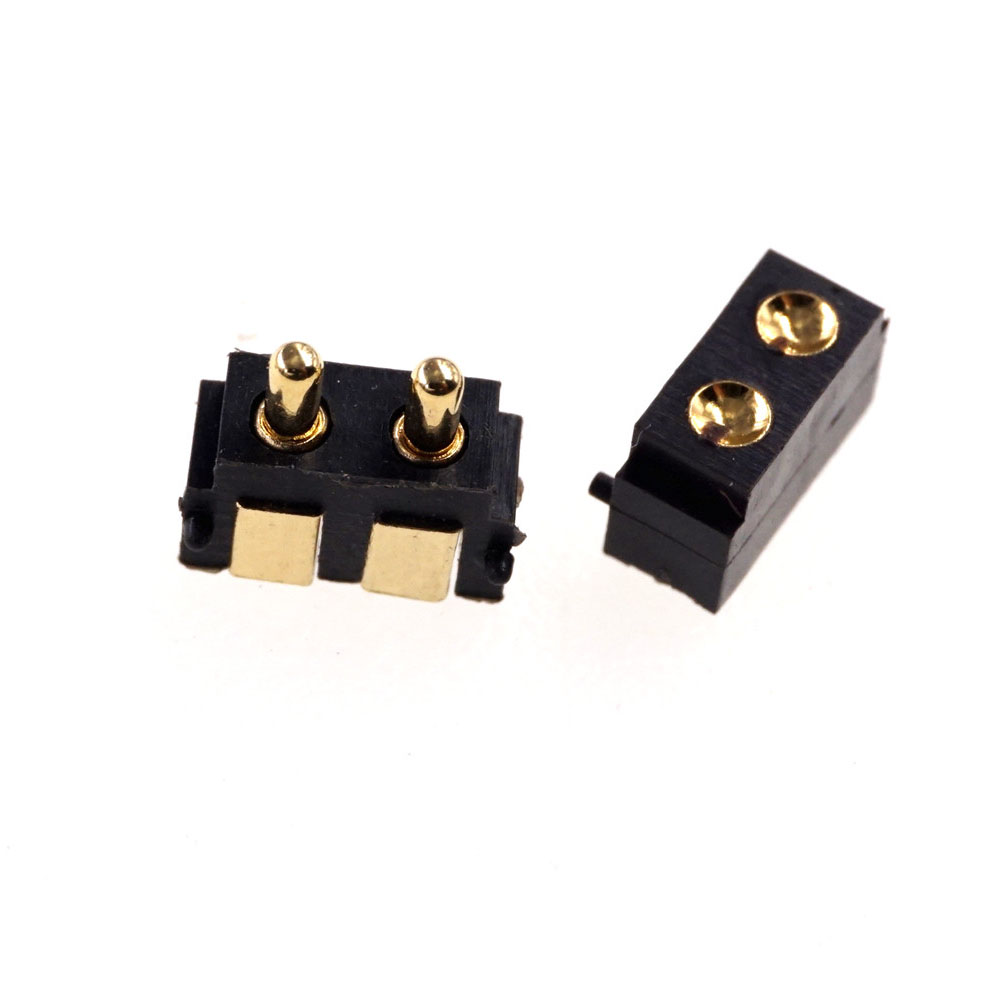 Spring Loaded Pogo Pin Connector 2 PIN Right Angle Surface Mount SMD Strip Male Female Target Concave SMT Pitch 2.5 MM