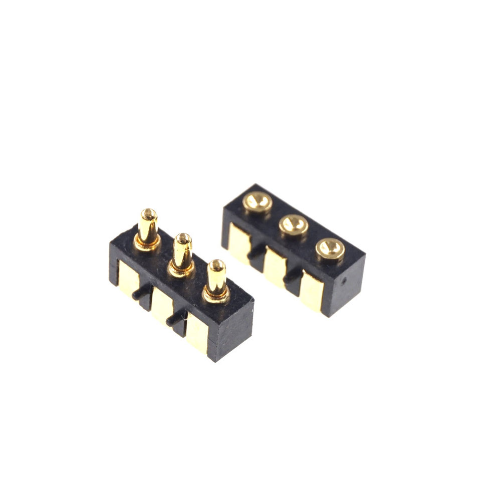 Spring Loaded Pogo Pin connector 3 PIN Right Angle Surface Mount SMD Strip Male Female Target Flat Face SMT Pitch 2.5 mm