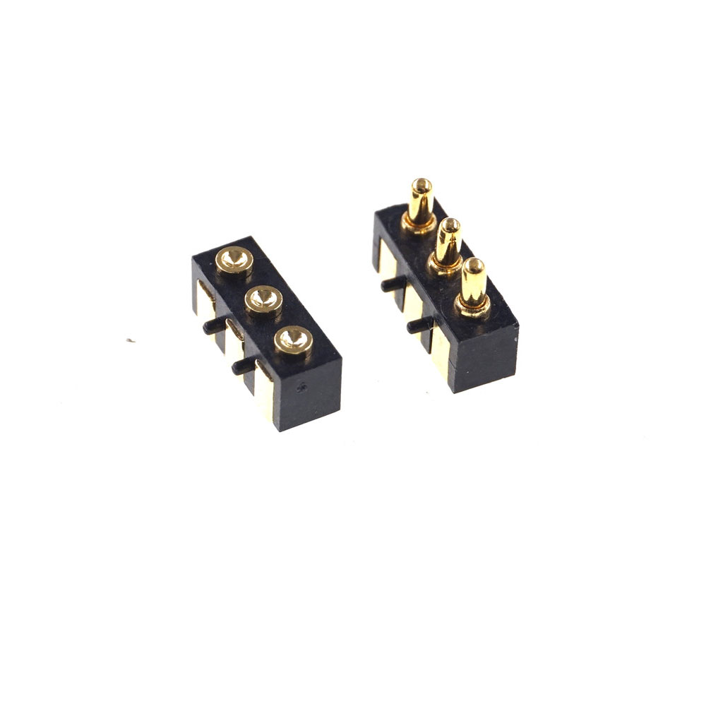 Spring Loaded Pogo Pin connector 3 PIN Right Angle Surface Mount SMD Strip Male Female Target Flat Face SMT Pitch 2.5 mm