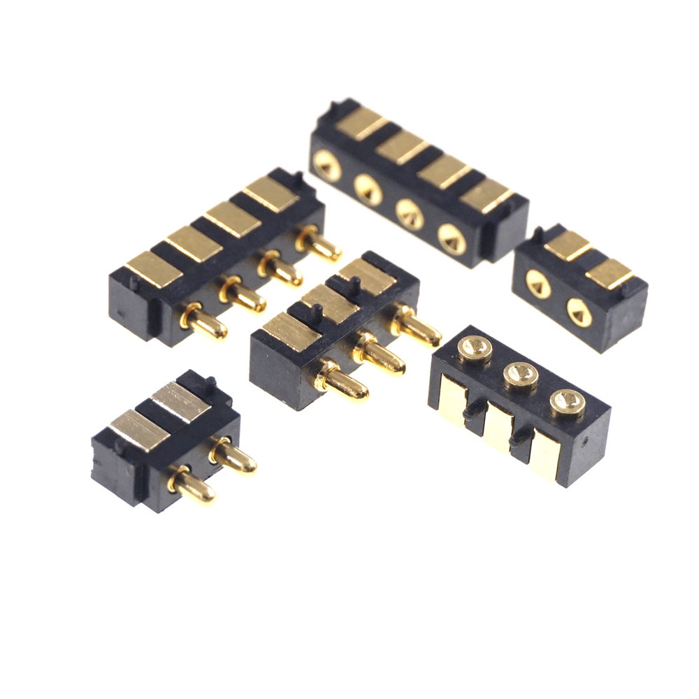 SMT Spring-Loaded Pogo Pin Connector 2 3 4 Position 2.5 Grid 90 Degree Surface Mount Horizontal HSMT Single Row SMD