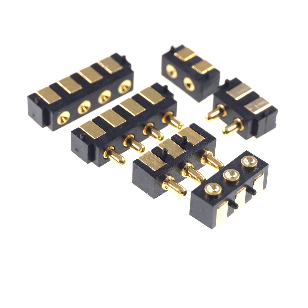 SMT Spring-Loaded Pogo Pin Connector 2 3 4 Position 2.5 Grid 90 Degree Surface Mount Horizontal HSMT Single Row SMD