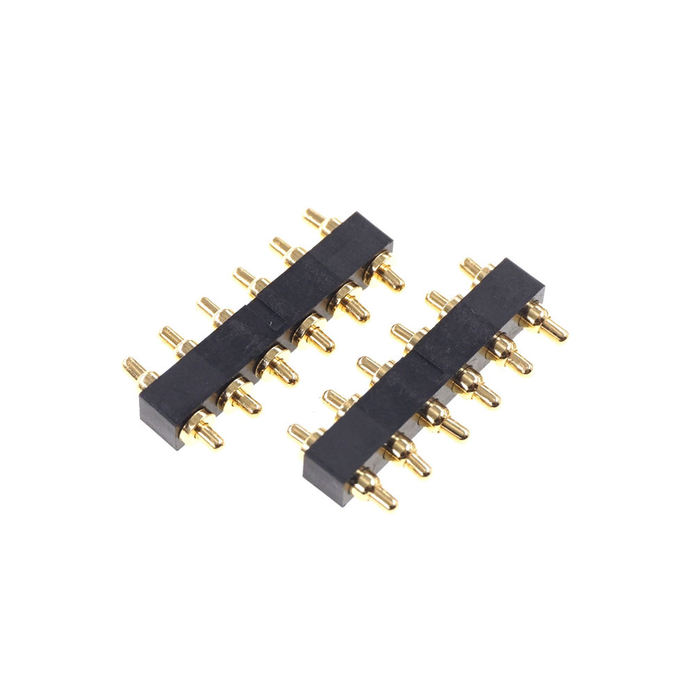 Spring Loaded Pogo Pin Connector 6 Position Double Actions 2.54 Grid 6.6mm Height Mount Parallel Circuit Boards Dual Head