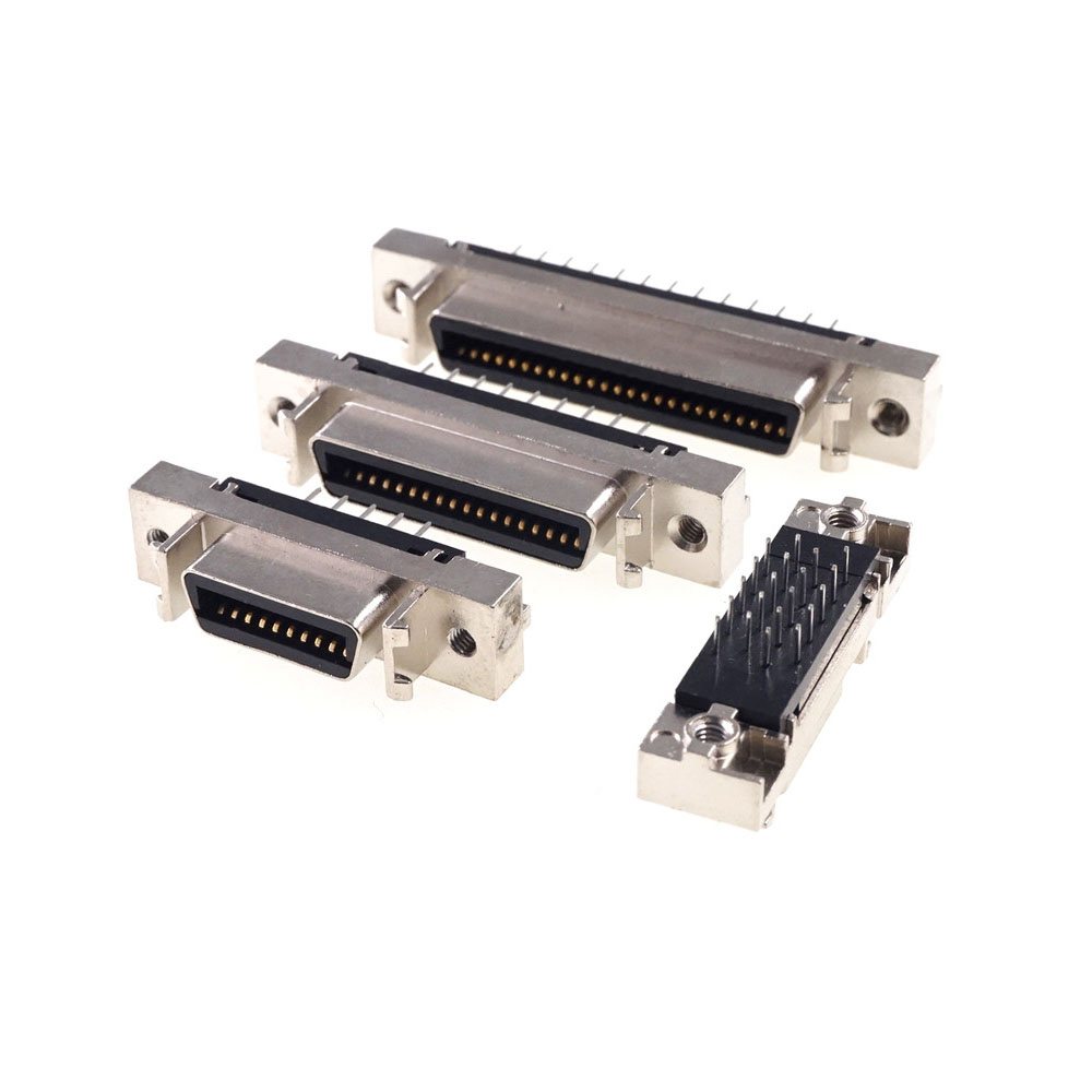 Female MDR Servo Driver SCSI Connector HPCN Slot Type 14 20 26 36 50 68 Pin Socket 180 Degree Vertical Through Holes PCB