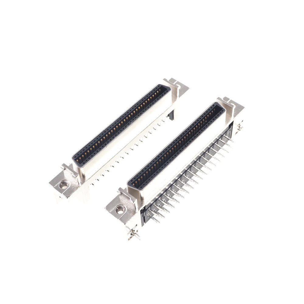 Female Servo SCSI Connector MDR Receptacle HPCN Slot 68 pin Socket 90 Degree Right Angle Through Holes Pcb Cross 10268