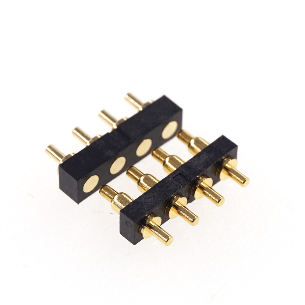 Spring-Loaded header Contact Pad 2.54 mm Strip Through Hole High Current 2A 36V Male Female Pogo Pin Connector 4 Pin