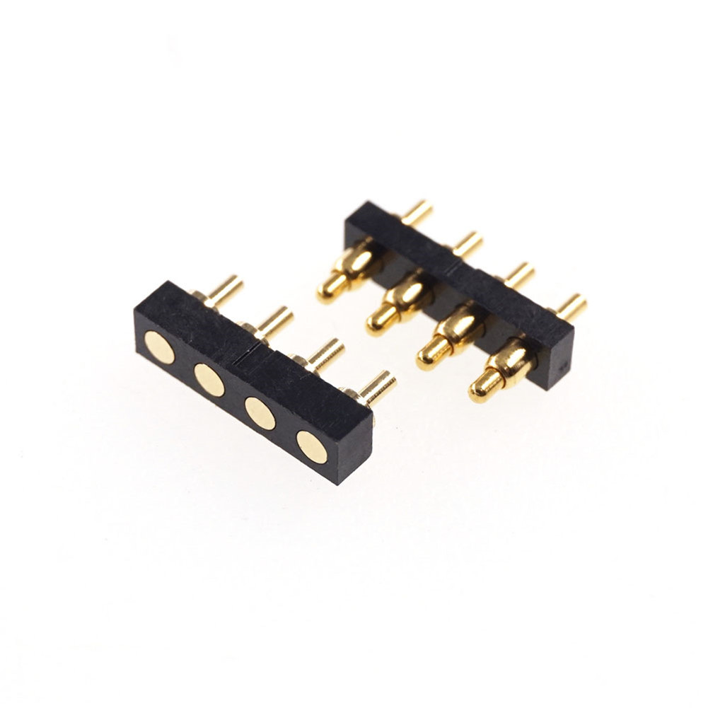 Spring-Loaded header Contact Pad 2.54 mm Strip Through Hole High Current 2A 36V Male Female Pogo Pin Connector 4 Pin