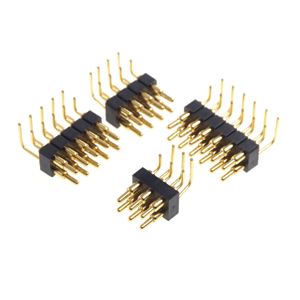 2.54 Grid Pitch 4 6 8 10 12 14 16 20 Pole Right Angle Spring Loaded Pogo Pin Connector DIP Dual Row Male Female