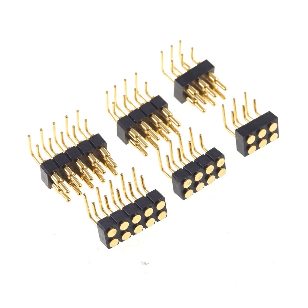 2.54 Grid Pitch 4 6 8 10 12 14 16 20 Pole Right Angle Spring Loaded Pogo Pin Connector DIP Dual Row Male Female