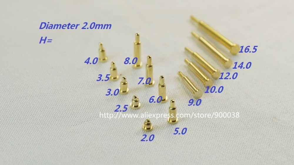SMT Spring Pogo Pin Header 2.0 MM Diameter Height 1.6 1.8 2 2.5 3 3.5 4 4.5 5 5.5 6 6.5 7 7.5 8 9 10 12 14 16.5 18 20.5MM