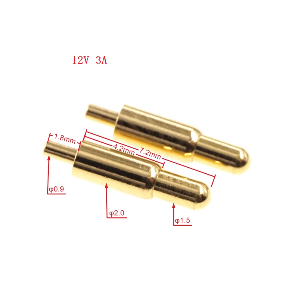 Spring Loaded Pogo Pin Connector Barrel Diameter 2.0 mm Through Holes PCB Height 9.0 mm Vertical