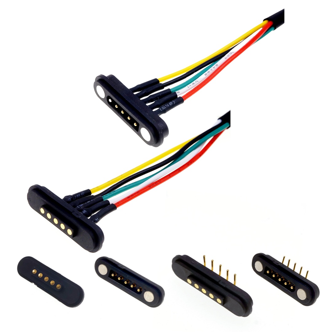 5 Pin Magnetic Pogo Pin Connector Single Row 2.54mm Pitch