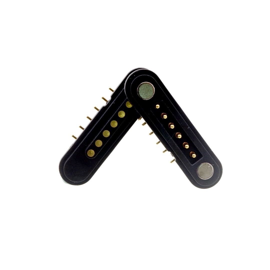6 Pin Magnetic Pogo Pin Connector Single Row 2.54mm Pitch