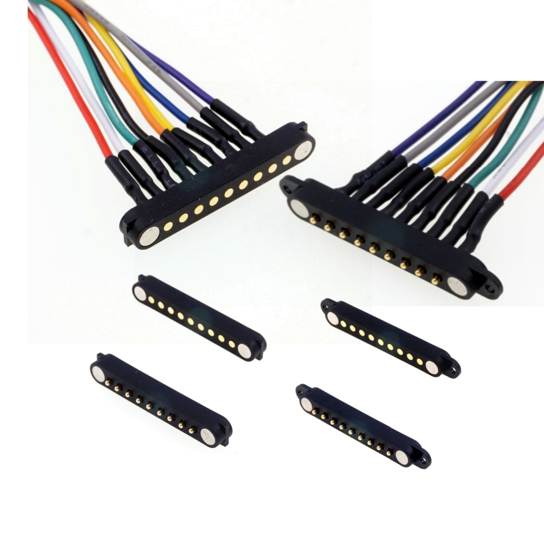 9 Pin Magnetic Pogo Pin Connector Single Row 2.54mm Pitch