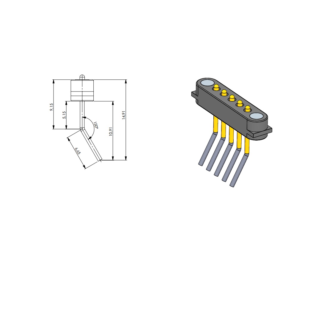 Magnetic Male 5 Pin with bent Leads